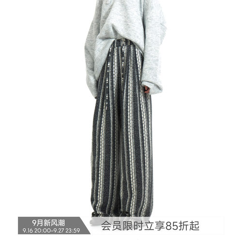 BiLLconch条纹休闲裤慵懒风