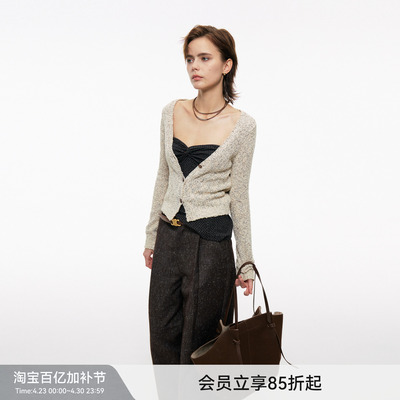 BiLLconch花纱V领针织开衫