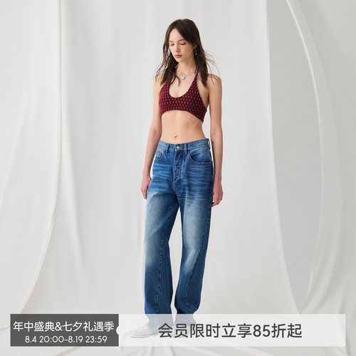 BiLLconch复古花形U领挂脖吊带