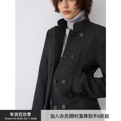 【赫本记忆】BiLLconch 100%羊毛内里毛呢外套收腰显瘦西装外套女