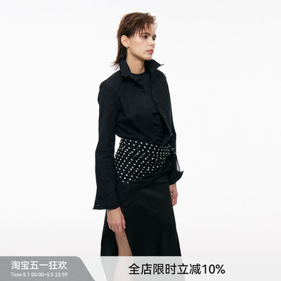 BiLLconch黑色可造型小衬衫