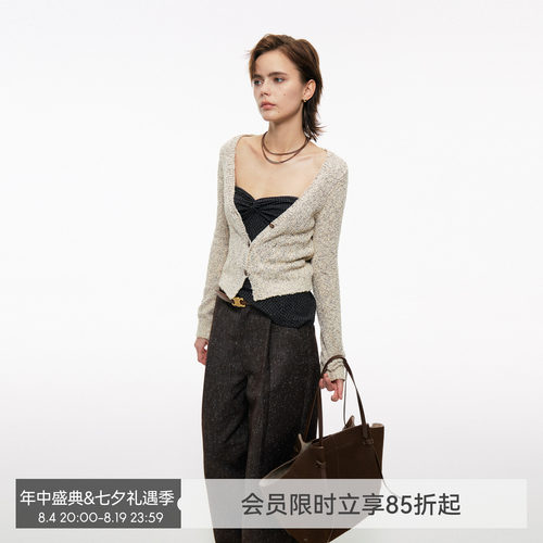 BiLLconch花纱V领针织开衫