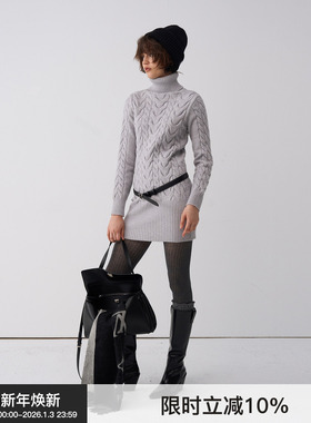 【维纳斯织纹】BiLLconch重工高领修身连衣裙气质显瘦包臀裙秋冬