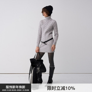 连衣裙气质显瘦包臀裙秋冬 BiLLconch重工高领修身 维纳斯织纹