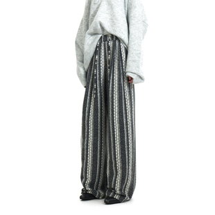 BiLLconch撞色松弛感休闲裤 宽松显瘦阔腿裤 直筒开春 显瘦条纹