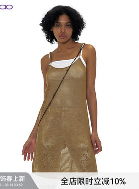 【编织蕾丝】NOCAO PROJECT 原创复古棕色拼接镂空吊带小众长裙