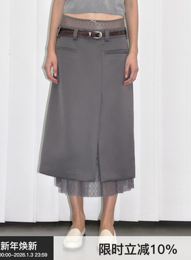 【双腰蕾丝】Berlinconch复古蕾丝花边半裙高腰设计感西装长裙