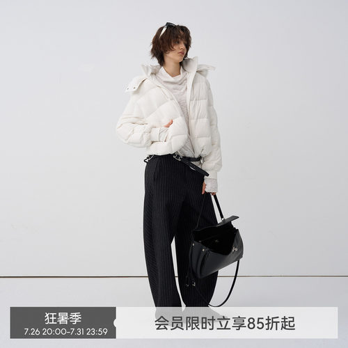 【云绒泡芙】BiLLconch提花针织泡芙格羽绒服连帽短款厚外套秋冬