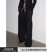 秋冬新款 宽松阔腿休闲长裤 羊毛廓形 BiLLconch羊毛混纺条纹裤