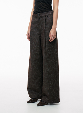 【杂纱直筒】BiLLconch摩卡棕直筒裤休闲垂感小众设计裤子中腰女