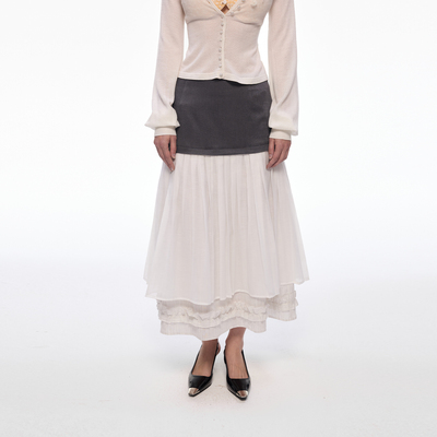 【收藏加购 优先发货】BiLLconch荷叶多层次重工百褶裙