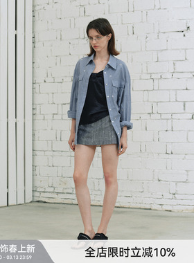 【锚定自由】BiLLconch蔚蓝船舵钉珠衬衫春夏蓝白格子防晒上衣