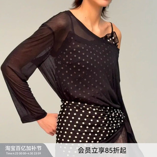 【轻薄一字肩】BiLLconch斜露肩长袖罩衫桑蚕丝斜肩上衣T恤防晒