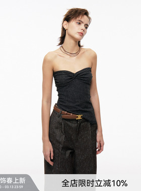 【碎花抹胸】BiLLconch黑色辣妹抹胸上衣夏季设计感修身吊带背心