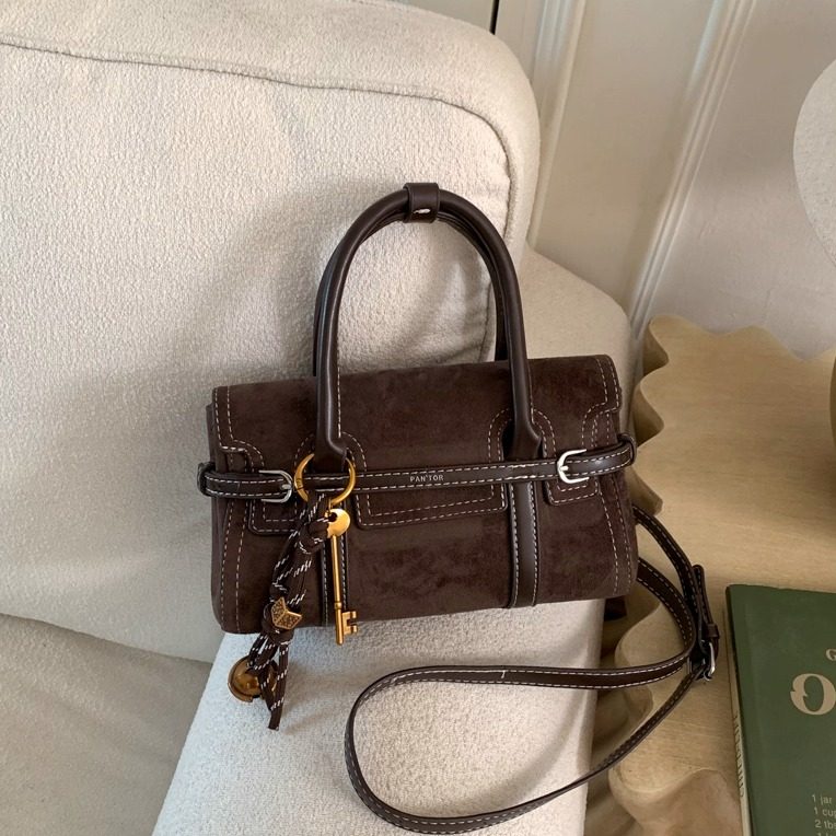 复古麂皮绒手提包女2025新款百搭小方包高级感单肩斜挎包磨砂包包,箱包皮具/热销女包/男包,通用款女包,淘宝优惠券,粉丝福利购,淘宝优惠卷