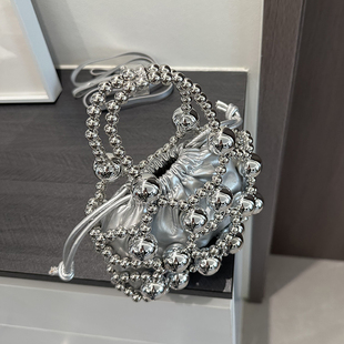 小众设计精致镂空金属珠珠编织包串珠包2025新款高级感手提斜跨包