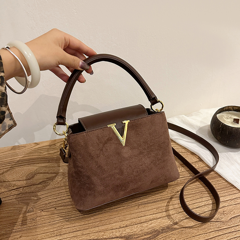 高级感麂皮绒手提包女2025新款