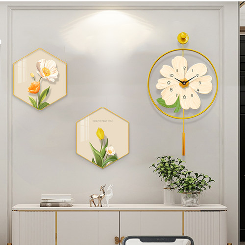 奥舰金属简约木质客厅铁艺挂钟