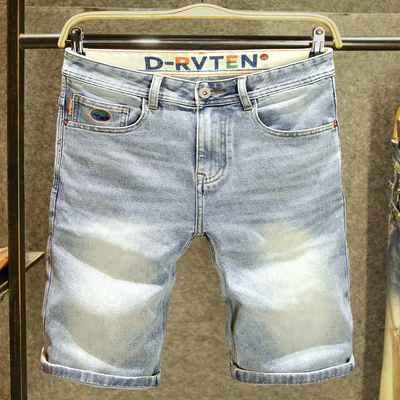 浅色潮牌百搭新款牛仔五分裤男