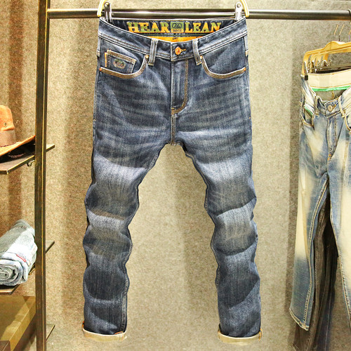 美式重工水洗潮牌刺绣牛仔裤男