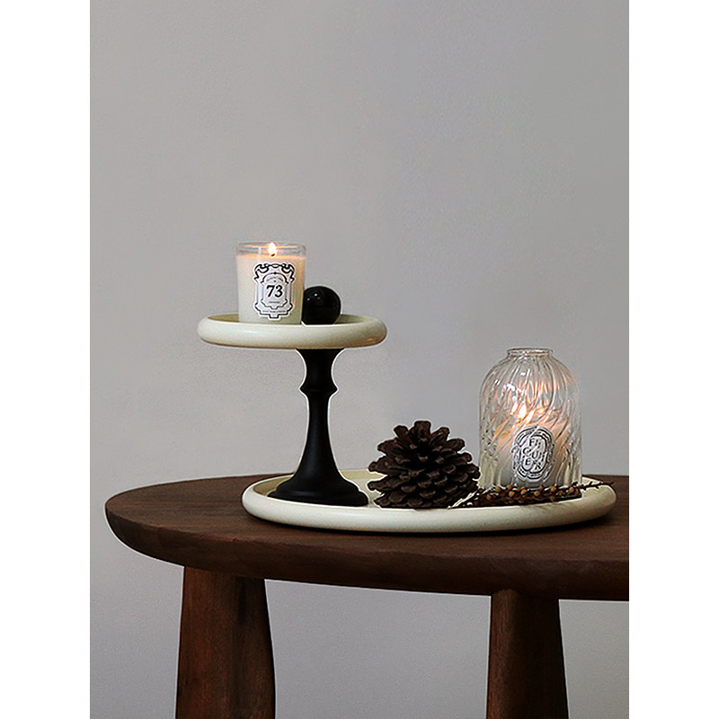 爱屿筑家 艺术感桌面双层置物架玄关收纳香薰托盘杂物整理收纳盘