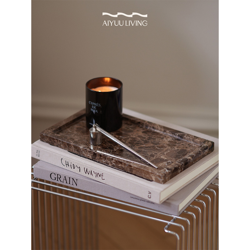 天然大理石香薰托盘极简轻奢摆件