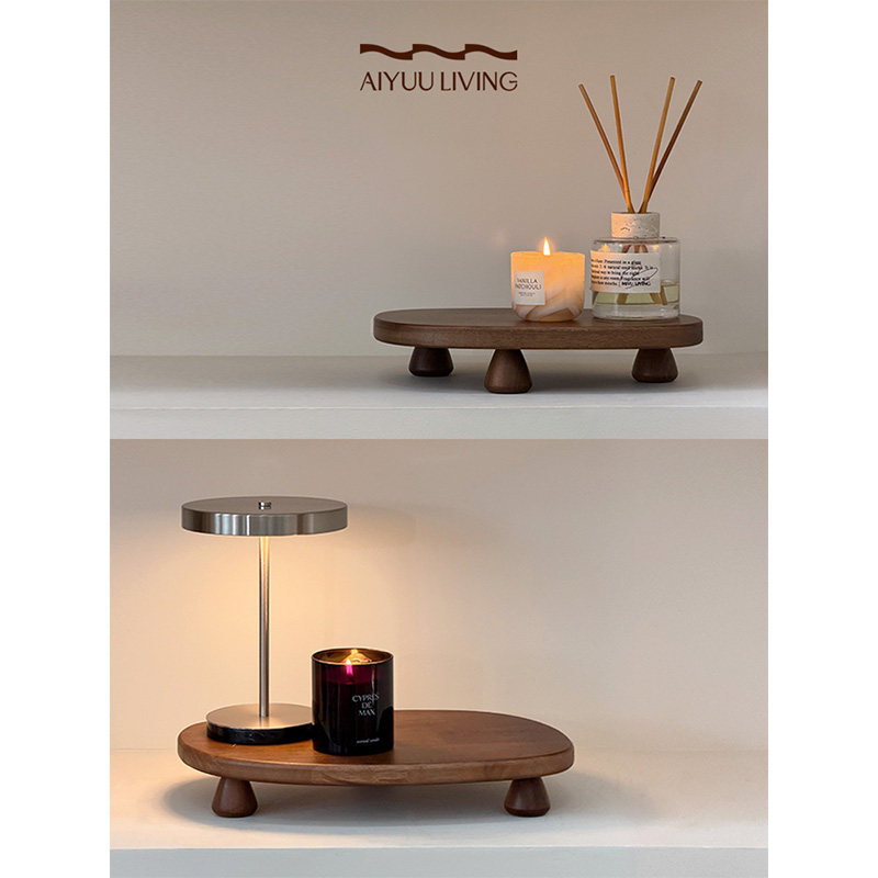 爱屿筑家 新年摆件天然实木香薰托盘复古高级感蜡烛盘玄关收纳盘,家居饰品,香薰托盘,淘宝优惠券,粉丝福利购,淘宝优惠卷