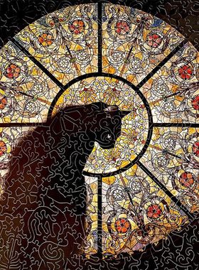 教堂猫拼图Cathedral Cat异形372片木质有框生日情人节礼物玩具