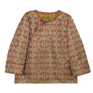 【洛萱】新中式蜀锦桑蚕丝正肩斜襟上衣时尚国风气质休闲H511009