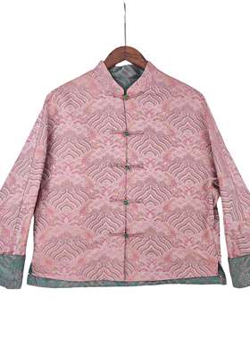 【鹿闵】新中式桑蚕丝国潮气质复古对襟立领长袖外套上衣女PL1269