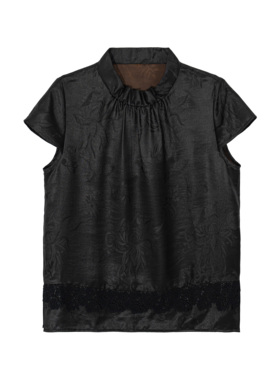 【凝烟】新中式桑蚕丝香云纱上衣夏季黑色休闲提花衬衣E518001