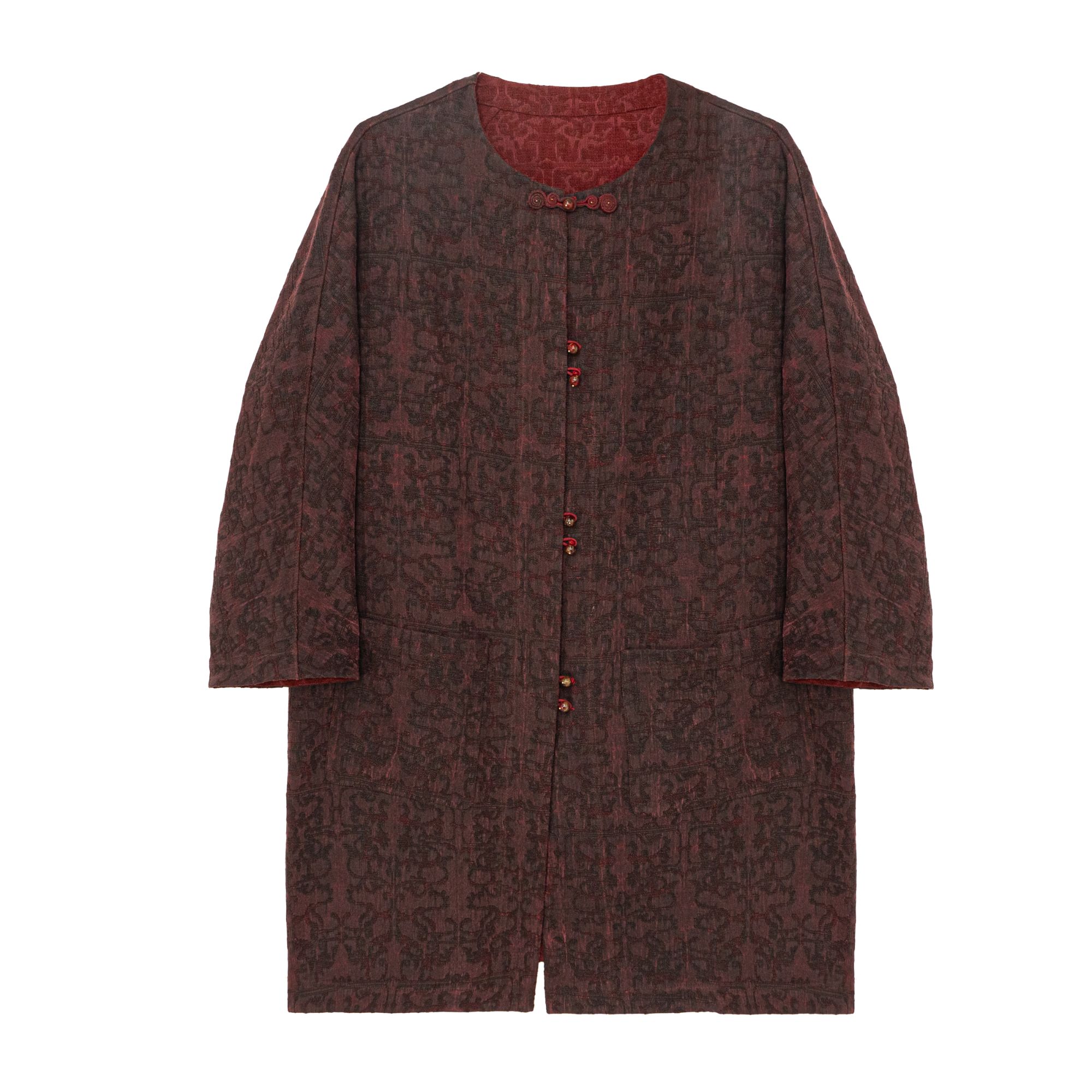 【雅韵】新中式重磅柞蚕丝提花国风气质百搭长款风衣外套G518078