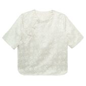 白韵 圆领上衣休闲文艺斜襟小衫 桑蚕丝夏季 短袖 25164 新中式