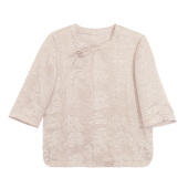 桑蚕丝圆领斜襟正肩宽松小衫 新中式 国风提花上衣A512109 山奈