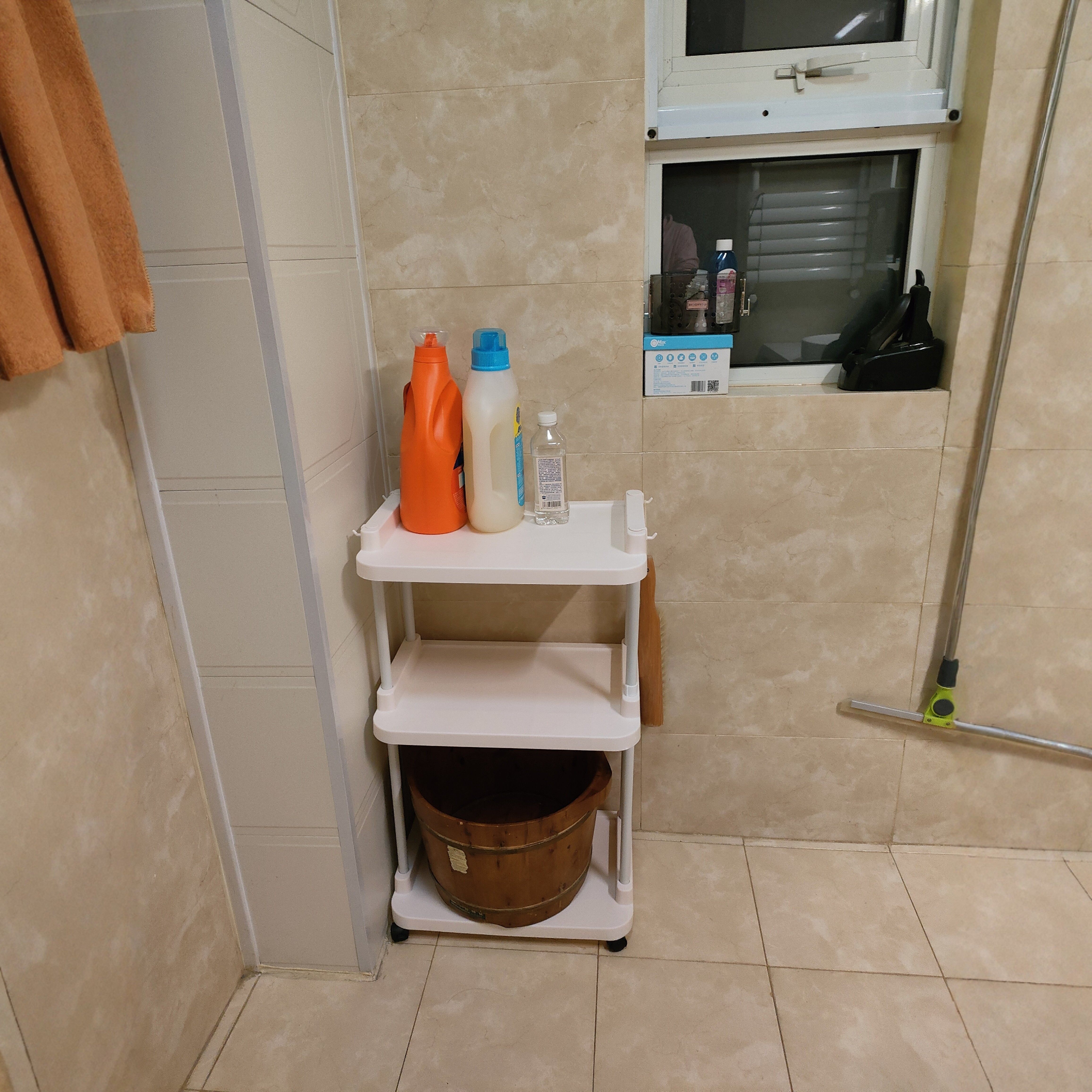 浴室置物架卫生间不锈钢脸盆架置地式洗衣机收纳架塑料多层水桶架