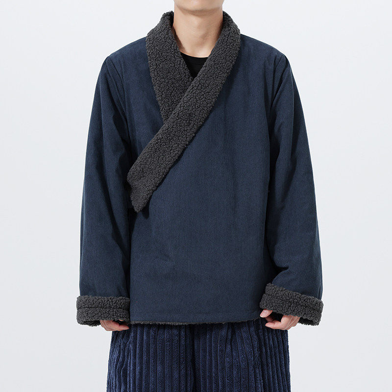 25年宽松冬季加绒加厚开衫藏袍中式古风中国风棉衣长袖休闲,男装,汉服,淘宝优惠券,粉丝福利购,淘宝优惠卷