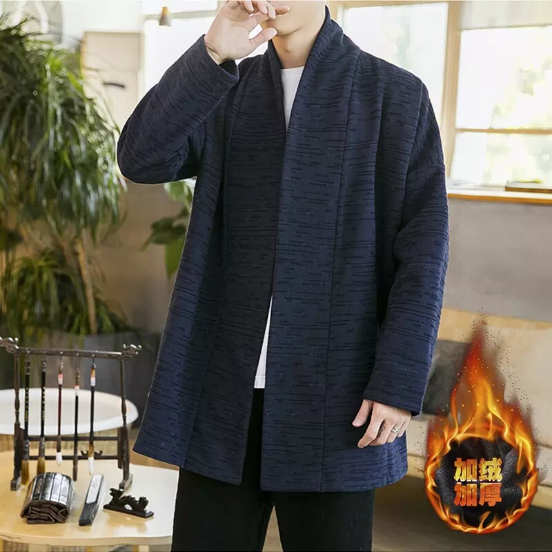 春秋中长款开衫道袍亚麻茶服披风