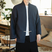 秋季 披风棉麻复古禅修居士服茶服 盘扣宽松短款 唐装 外套男青年中式