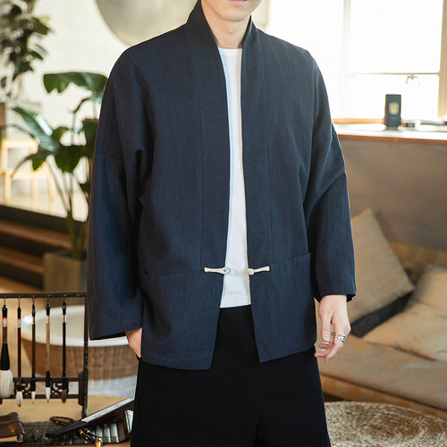 春秋唐装外套男青年短款披风禅修