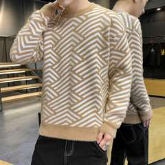 男士新款潮流百搭針織衫青少年針織毛衣時尚毛衣