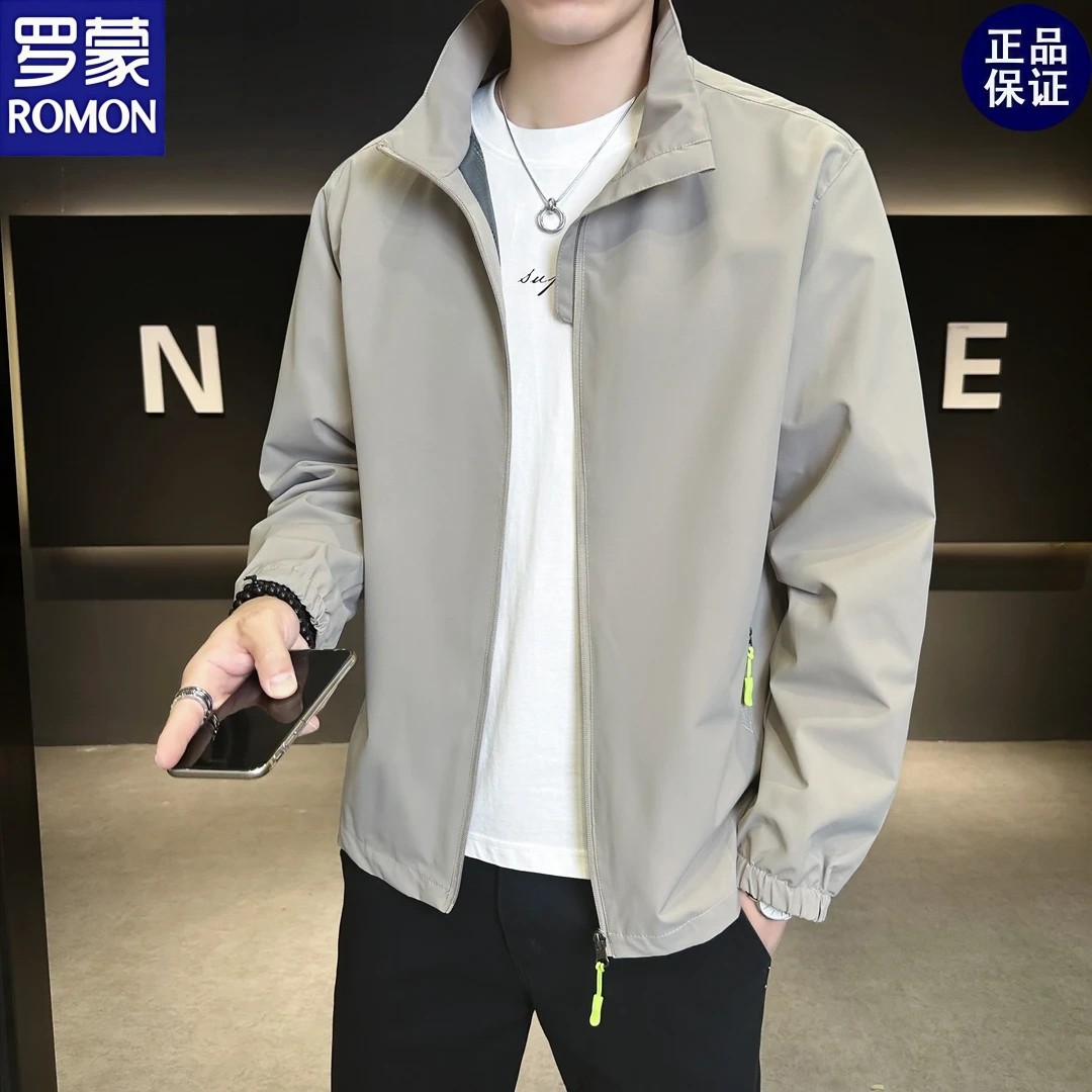 罗蒙男士春秋季高档立领夹克外套