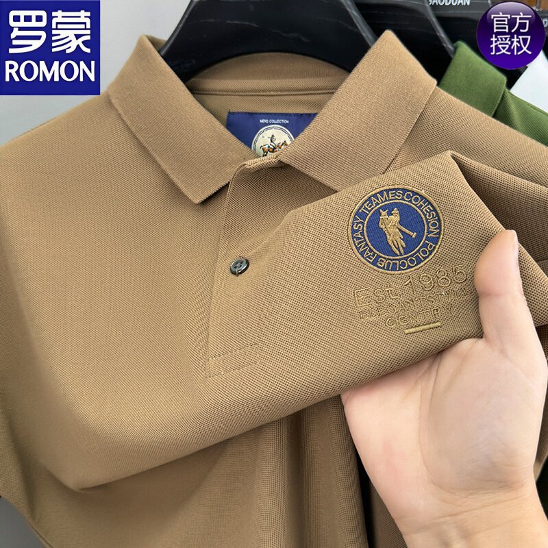 罗蒙夏季新款男士高品质短袖polo衫商务休闲轻薄透气翻领T恤上衣