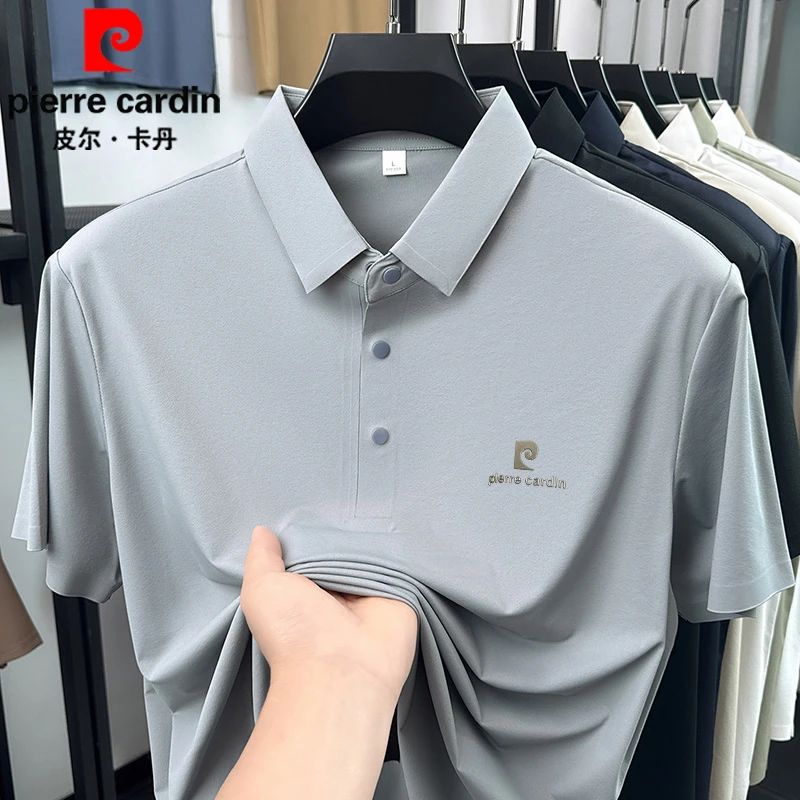 皮尔卡丹2026夏季新款男士冰丝polo衫纯色百搭透气翻领薄短袖T恤