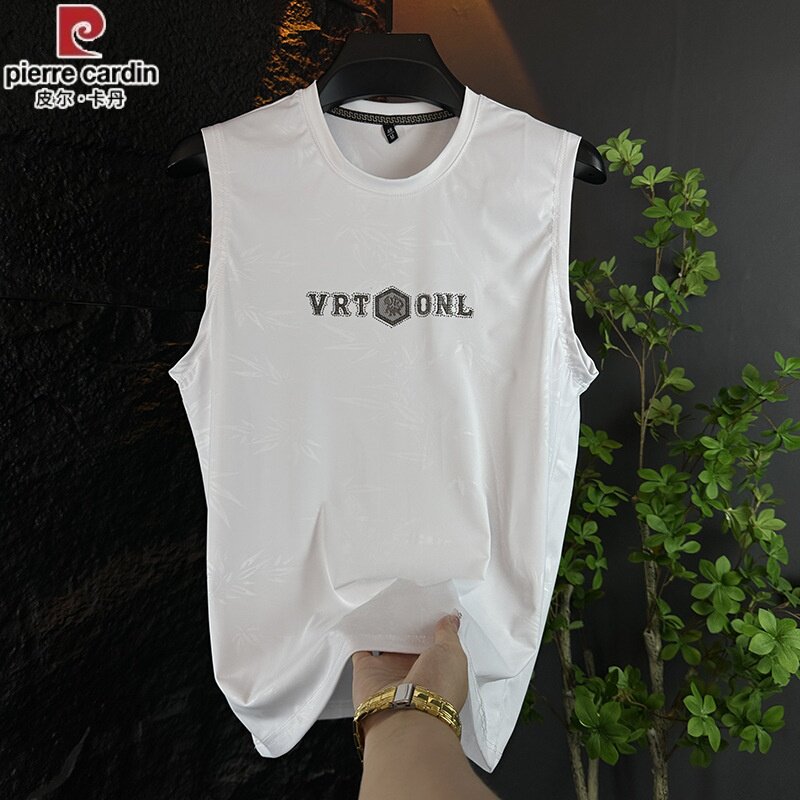 皮尔卡丹2026新款夏季轻奢冰丝背心t恤男士高档薄款无袖男装汗衫