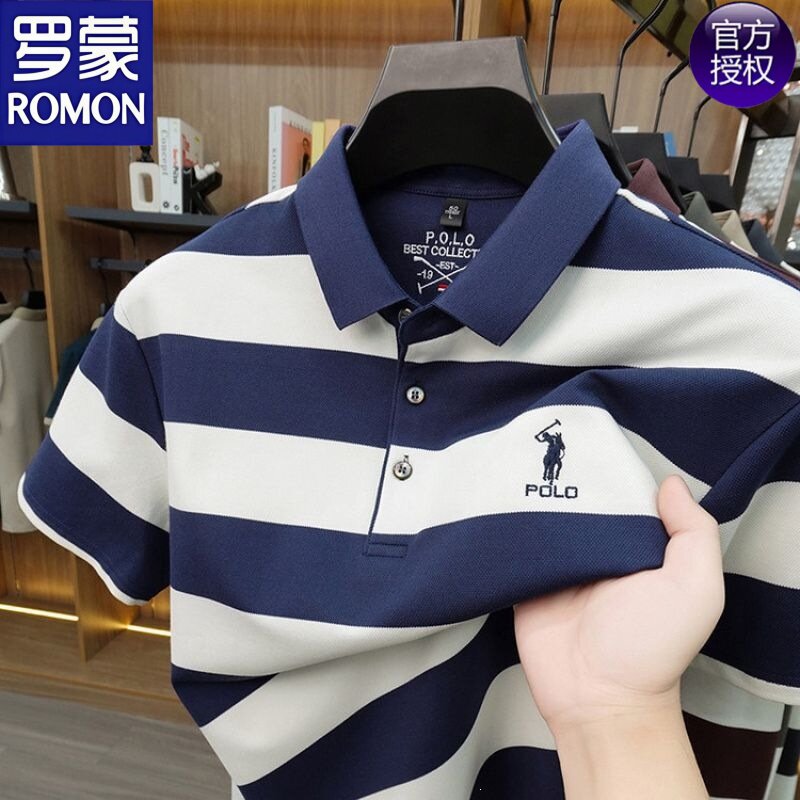 罗蒙2026夏季男装新款中青年男士翻领短袖t恤百搭冰丝上衣POLO衫