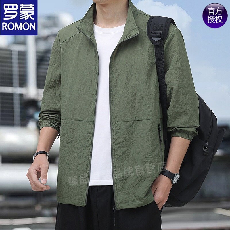 罗蒙春夏新款时尚薄款透气男士防风防晒衣立领休闲户外登山外套