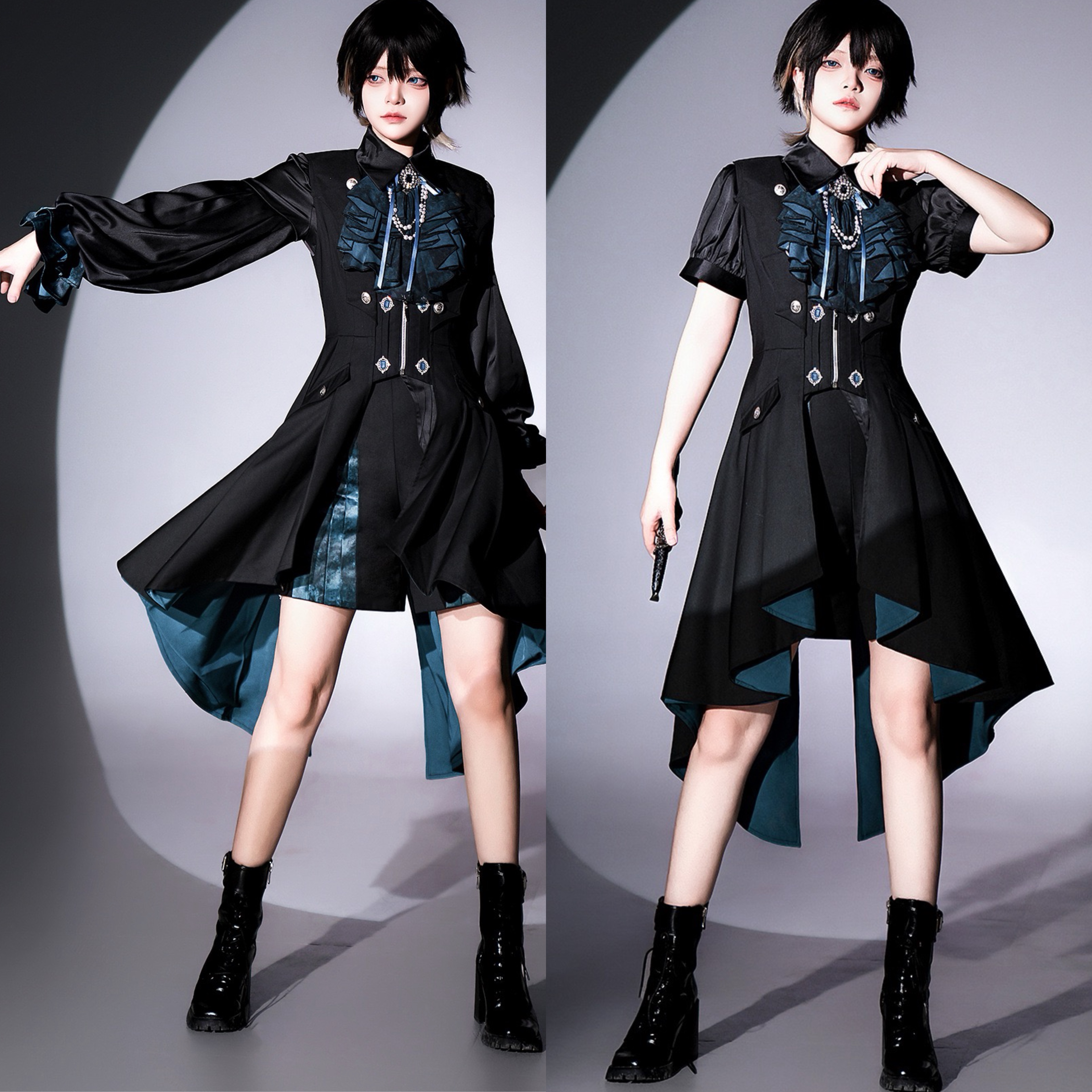 原创正版lolita深乐暗曲洋装暗黑哥特风王子装上衣短裤套装连衣裙