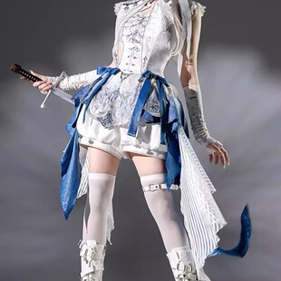 蓝白龙骨原创中华风洛丽塔连衣裙短裤套装Lolita正太王子装春夏