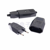 欧标电源接线插头插座4.0mm公母对接插头连接器EU两圆脚自接插头