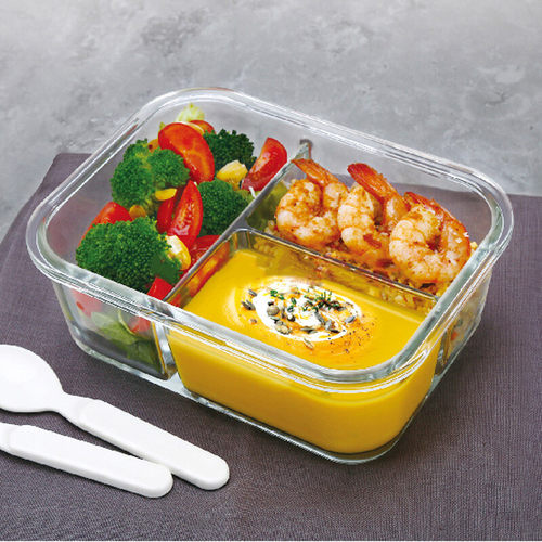 乐扣微波炉耐热玻璃分隔玻璃饭盒